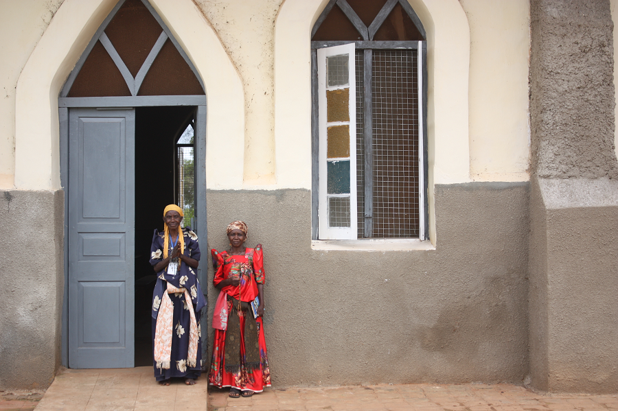 Two parishioners after finishing their rosary at the local church Two parishioners after finishing their rosary at the local church