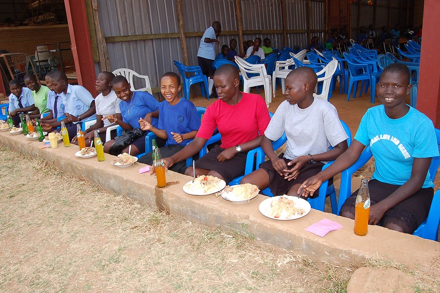 students eating a special meal