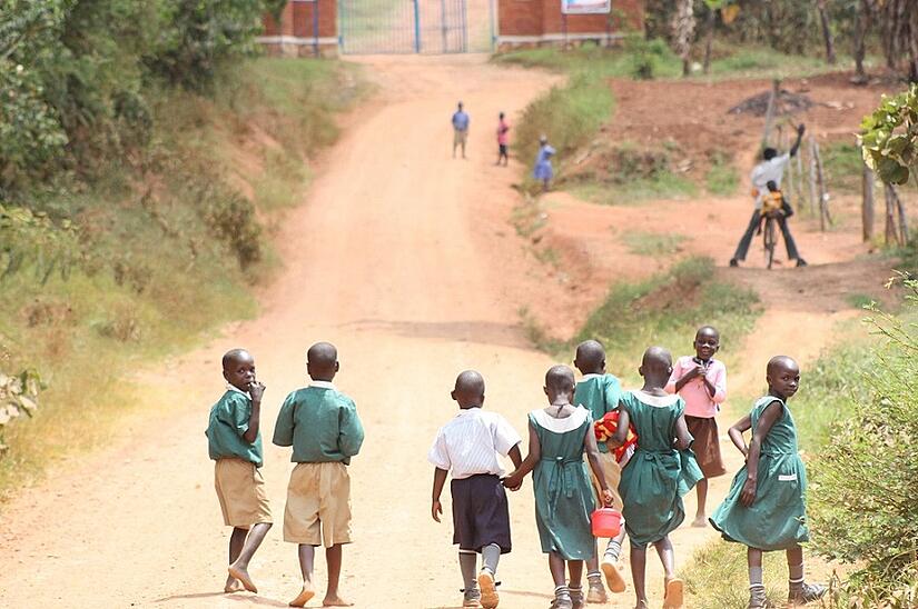 Day school children walking home from school