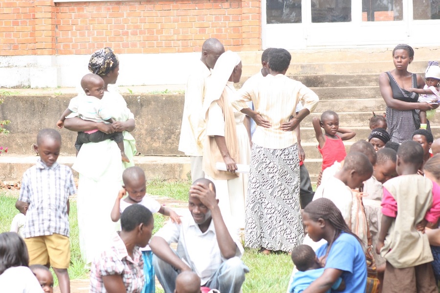 Children and their guardians gathered at St. Anthony