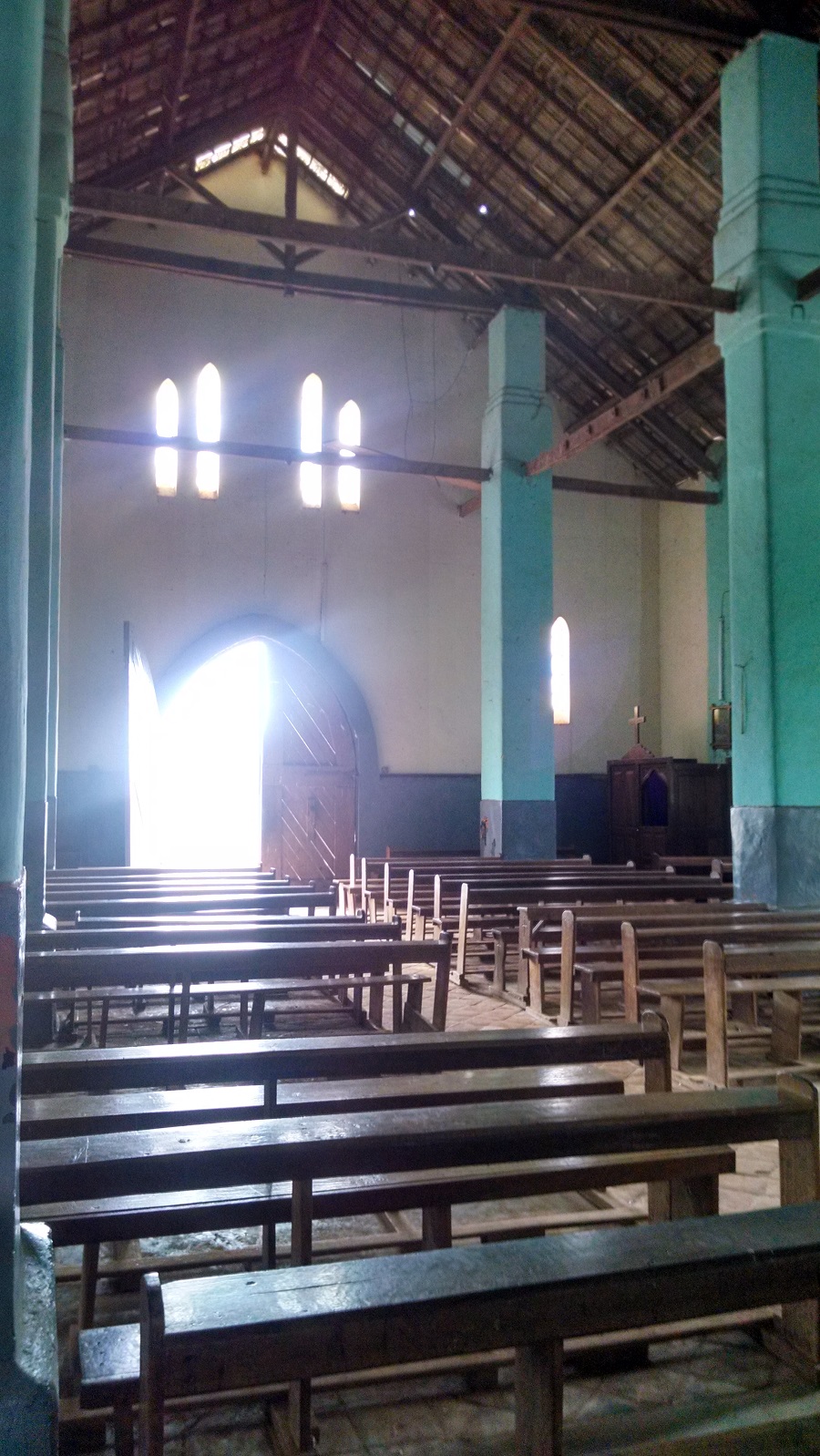 On the way out of the church.